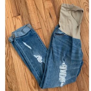 A Pea In The Pod Distressed Maternity Ankle Jeans